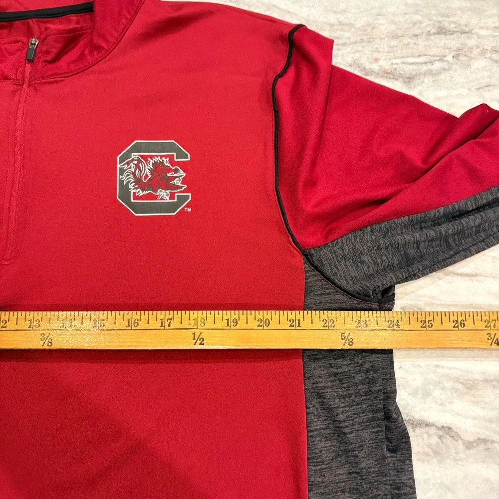 South Carolina Gamecocks Quarter Zip Pullover Shirt Garnet Black Adult‎ XL USC
